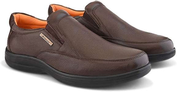 Buy Alleviater Genuine Leather Slip-On Formal Shoes Brown at Amazon.in